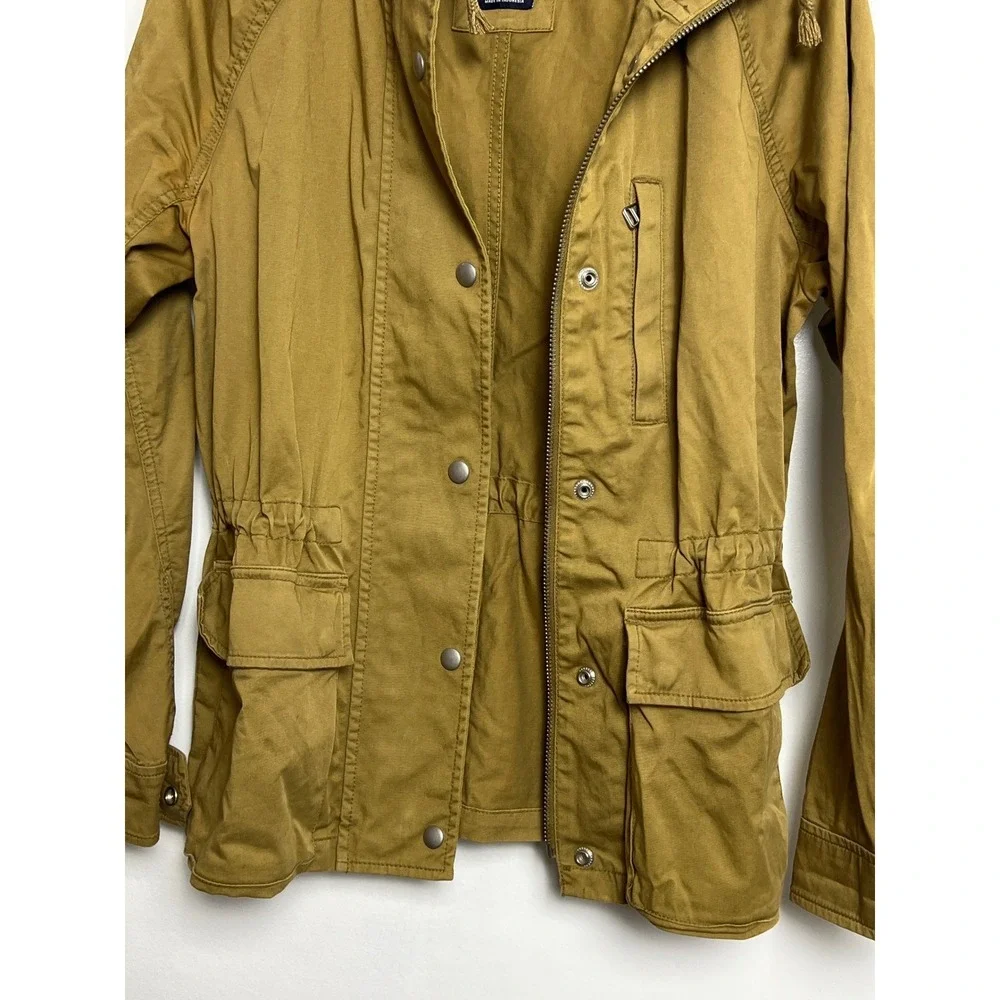 Gap Utility Jacket Women M Khaki Green Drawstring Hood Casual Outerwear Military